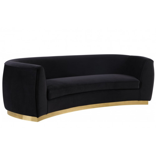 Black Velvet Vertical Curved Sofa Gold Base